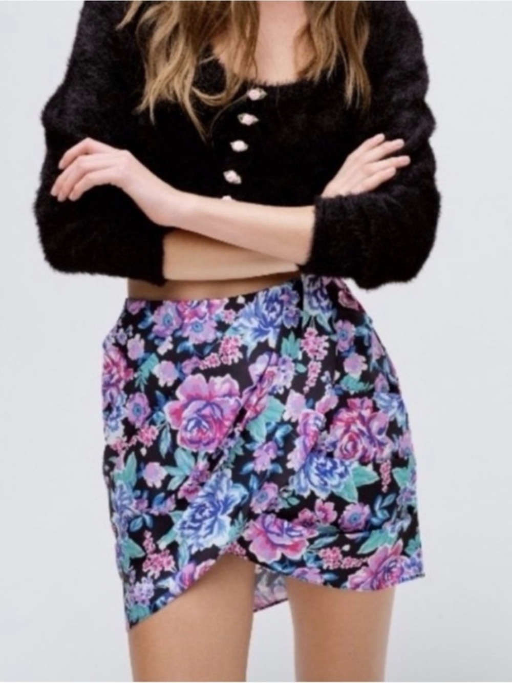 For Love & Lemons Women's Morgan Floral Printed Ruched Mini‎ Skirt Size Small